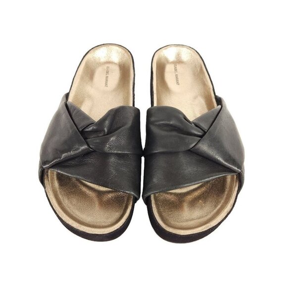 Isabel Marant Boop Leather Sandals Mirvin Mules 35 US 5 New Womens Black - Picture 3 of 9